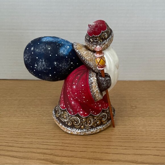 G.DeBrekht Happy traveler Santa Wood Hand Carved Painted Signed Christmas Decor - Picture 3 of 11